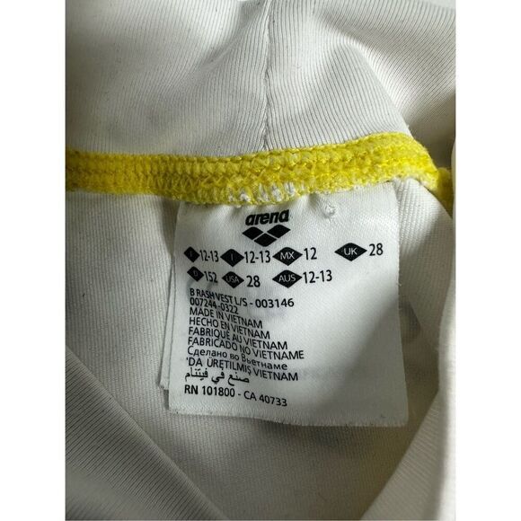 Arena BOYS LONG SLEEVE RASH GUARD UPF 40+ White Gray Size 28 UV protection - Picture 3 of 10